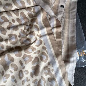 Leopard Print Scarf in Beige and Brown